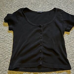 Brandy Melville Black Button-Down Top